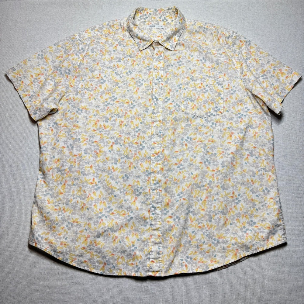Sonoma Linen Blend Floral Print Button Up Shirt Womens Size XXL